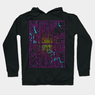 Moscow, Russia City Map Typography - Neon Hoodie